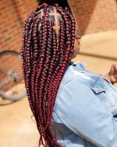 Burgundy Red Box Braids