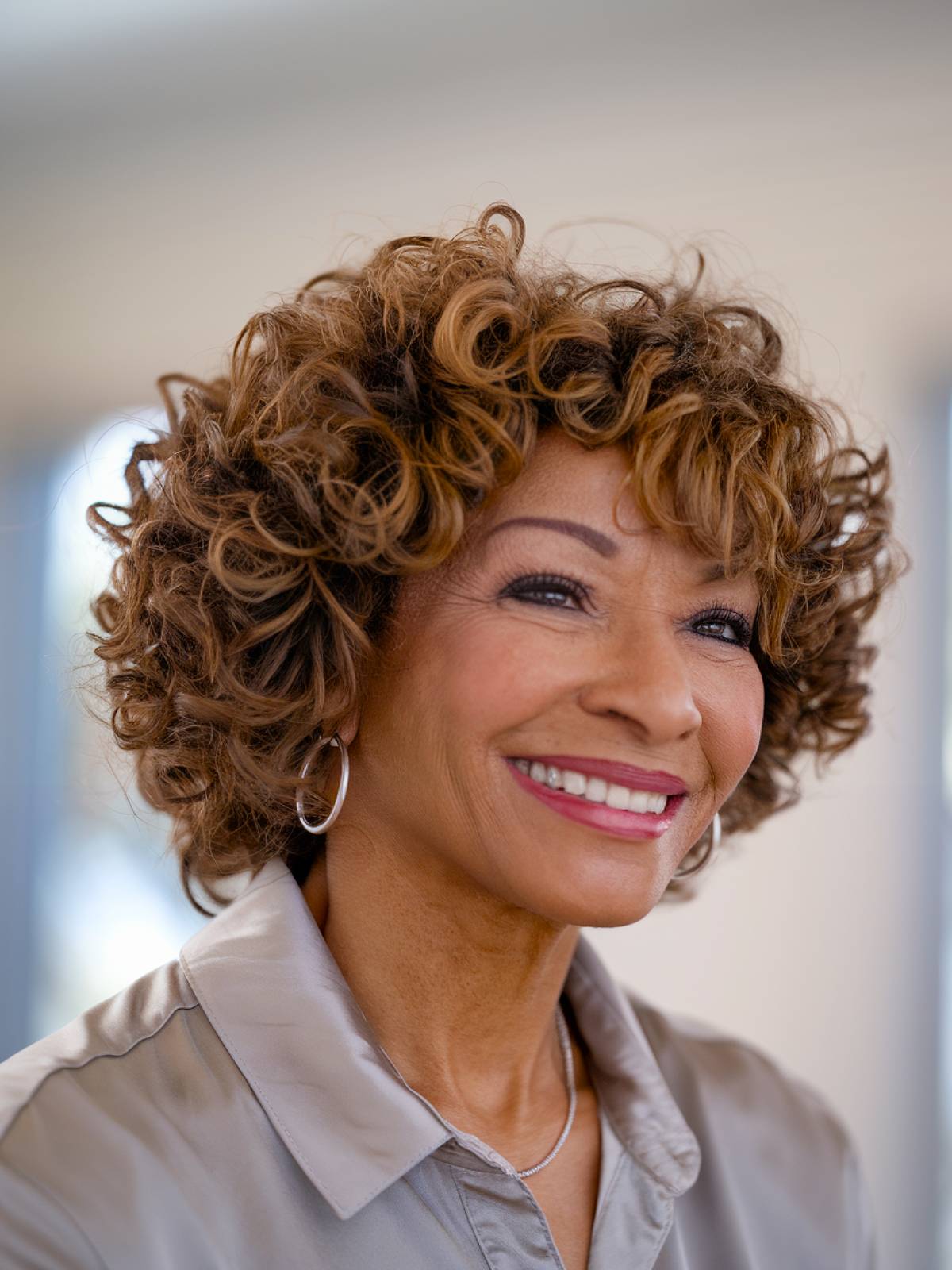 Short frizzy hairstyle for black women more than 60
