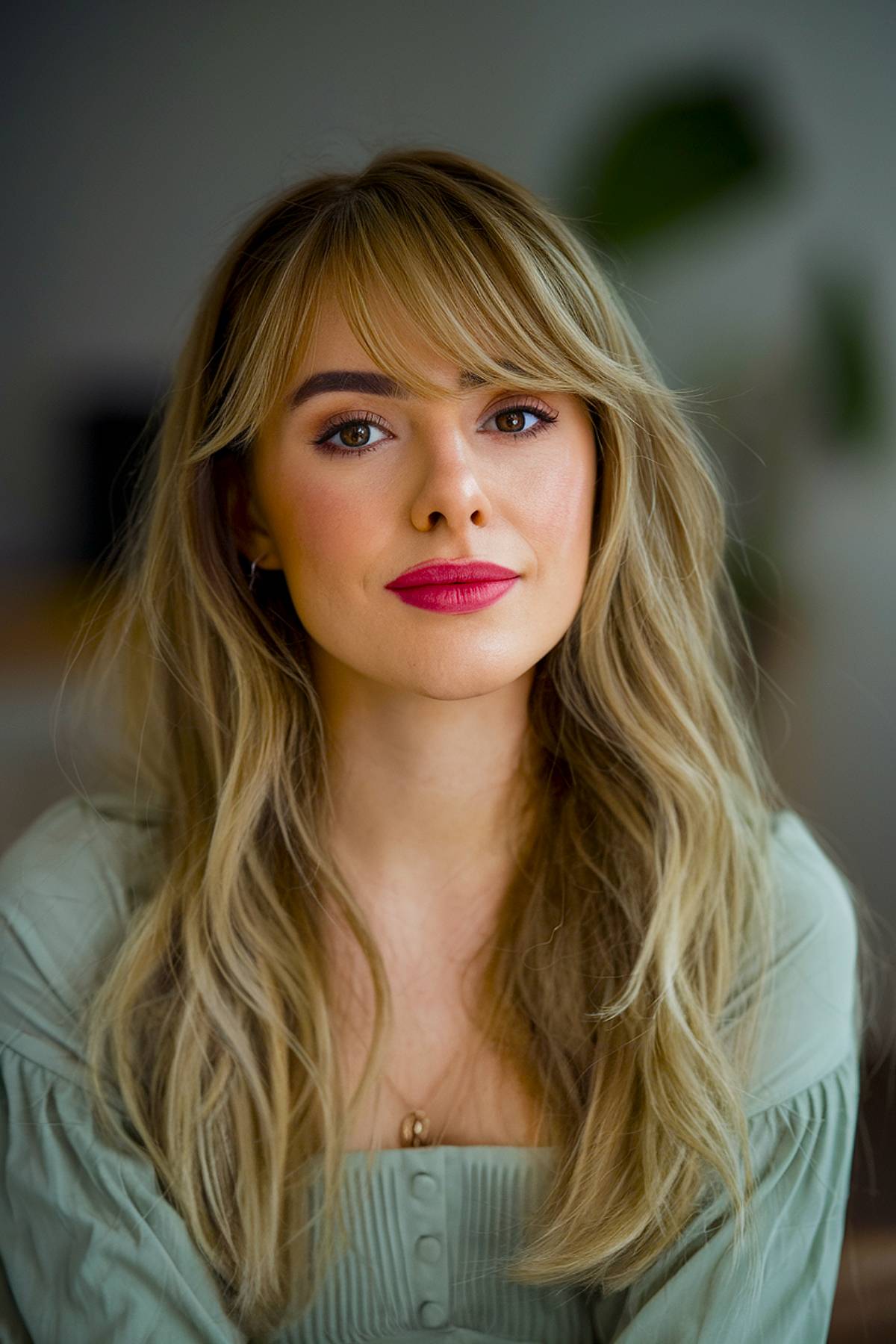 Dark blonde layered waves with curved pony for a soft and sophisticated finish