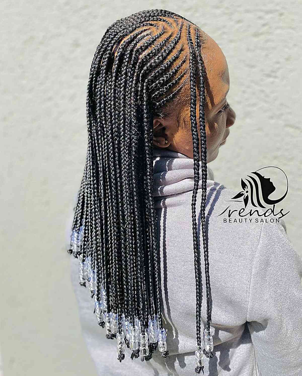 Beaded Mid-Length Knotless Fulani Braids