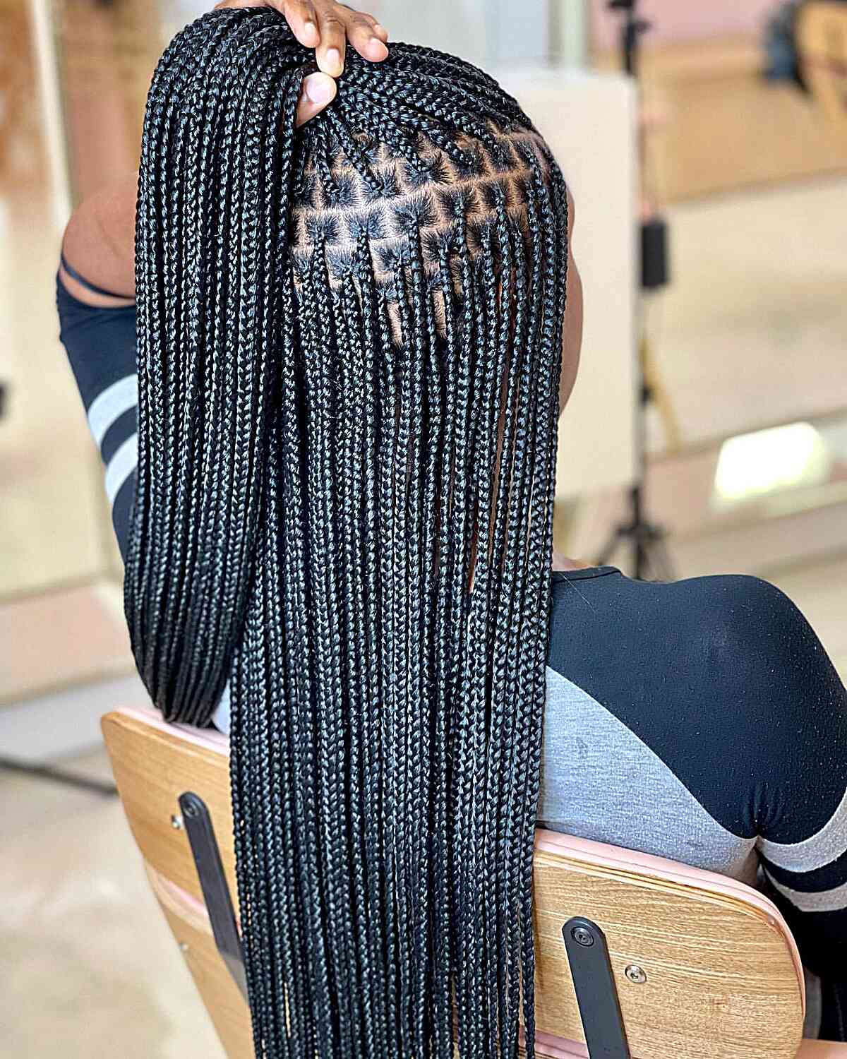 Thick hair with small braids without knots