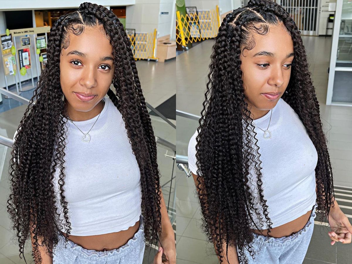 A wave of water without a knot and a long bohemian hairstyle