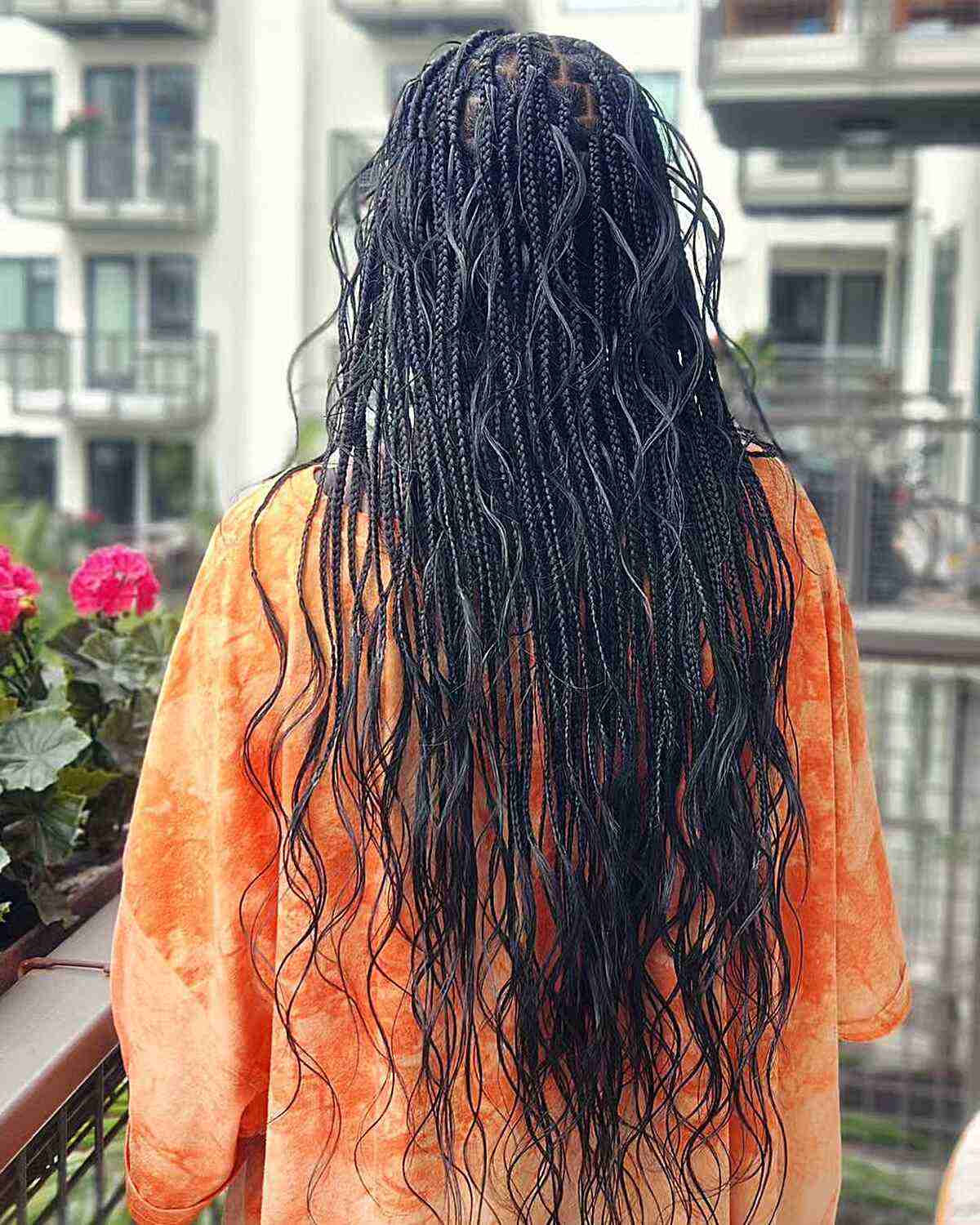 Super Boho long braids with wavy pieces