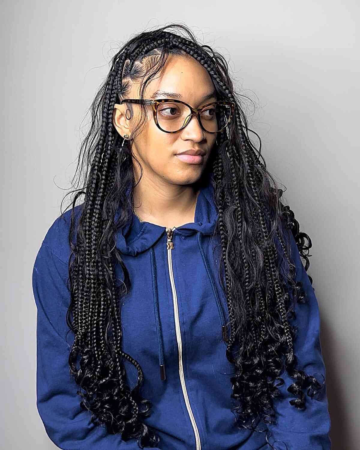 Long long Boho braids with curls and soft waves