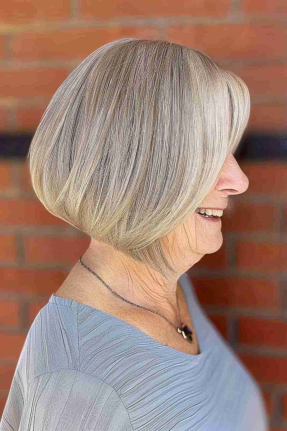 Short Angled Bob Haircut for Women Sixty and Over