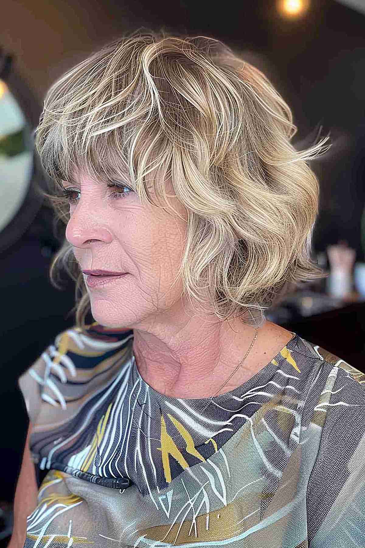 Shaggy Bob with Choppy Layers for Women Past Sixty