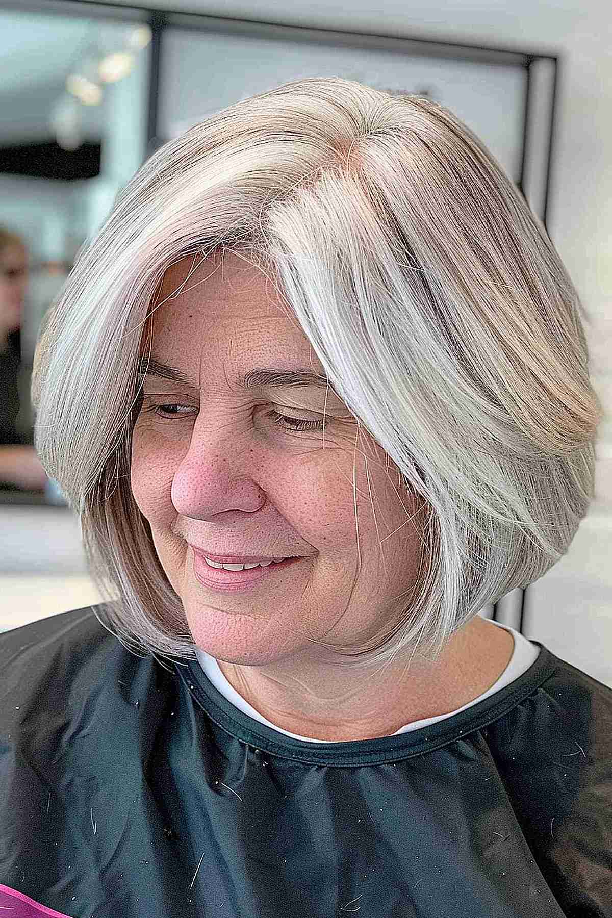Face-Framing Layered Bob Cut for Women Sixty and Up