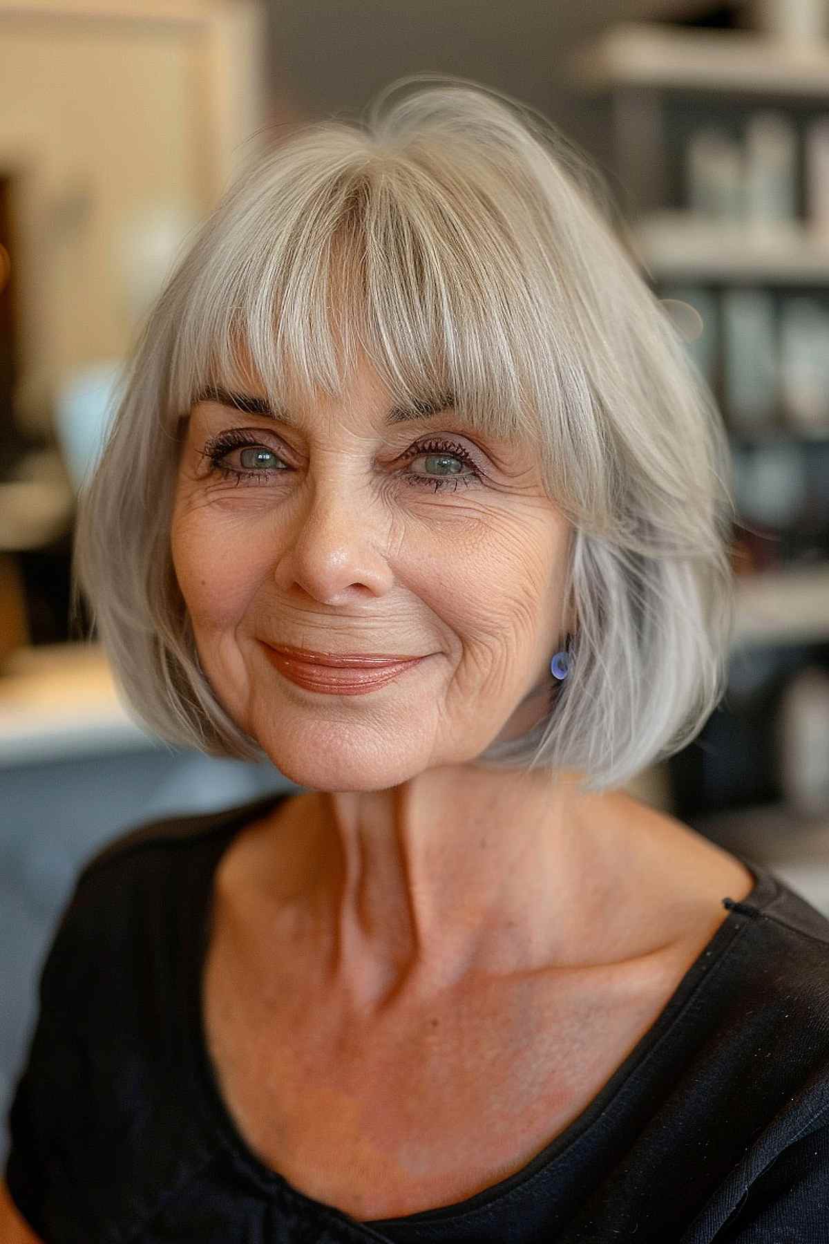 Classic Bob with Fringe for Women Passed Sixty