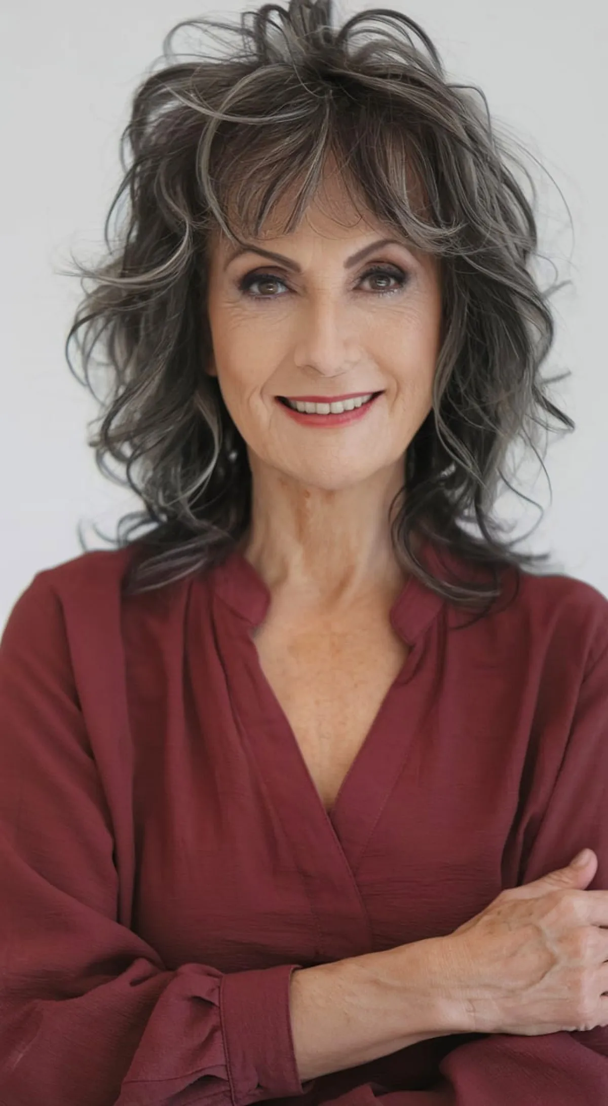 wavy medium length shag for women over 60
