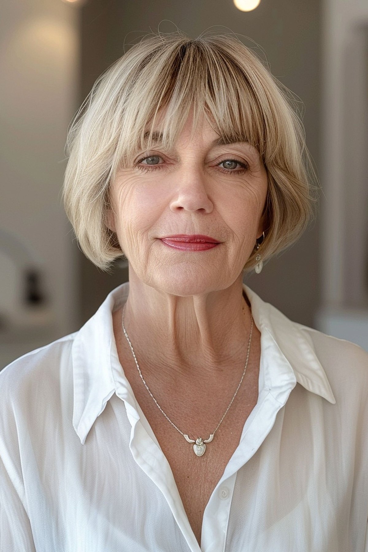 A Jaw-Length French Bob for women turning 60