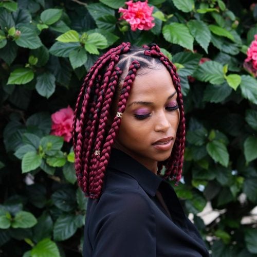 Red Short Pop triangle Box braids
