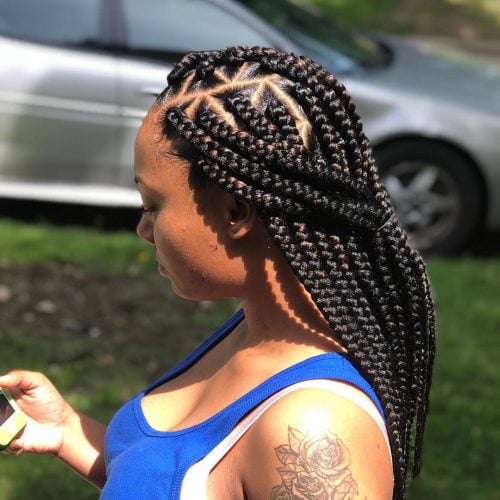 Large triangle box braids