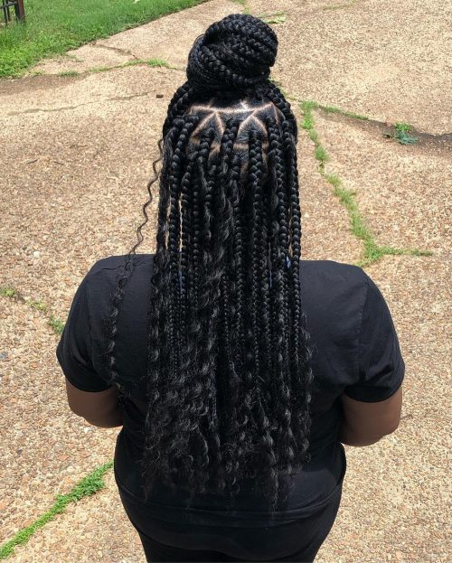 Triangle box braids in a cake
