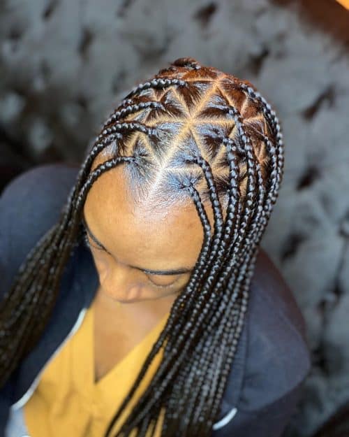 Small triangle box braids
