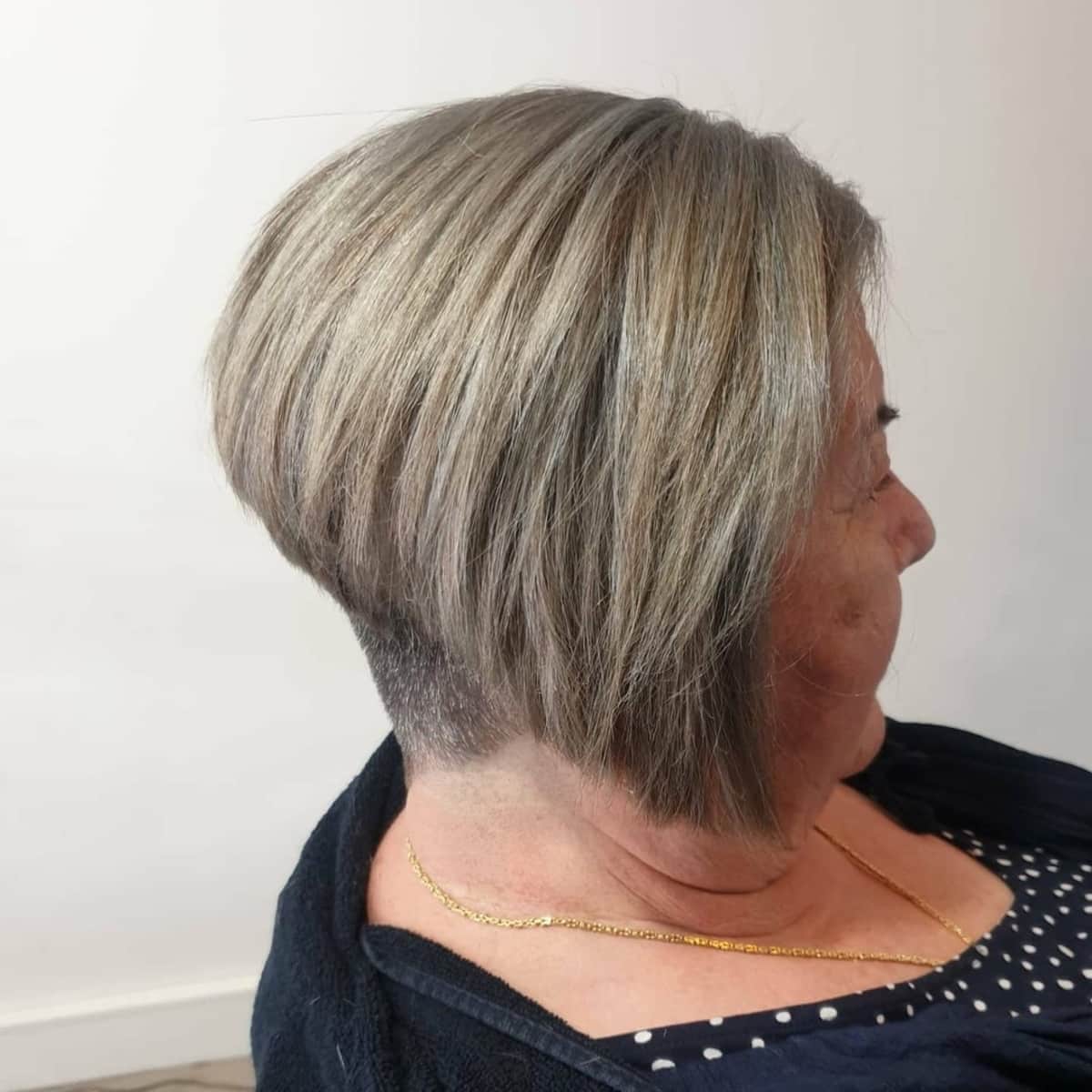 short bob with an undercut for 60-year-old women