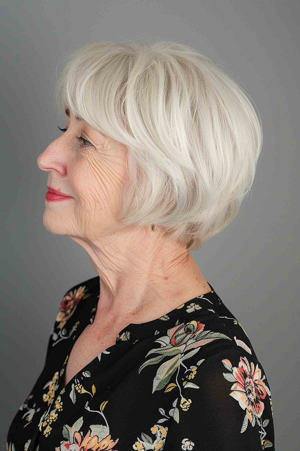 Choppy Bob with Side Bangs for Older Women