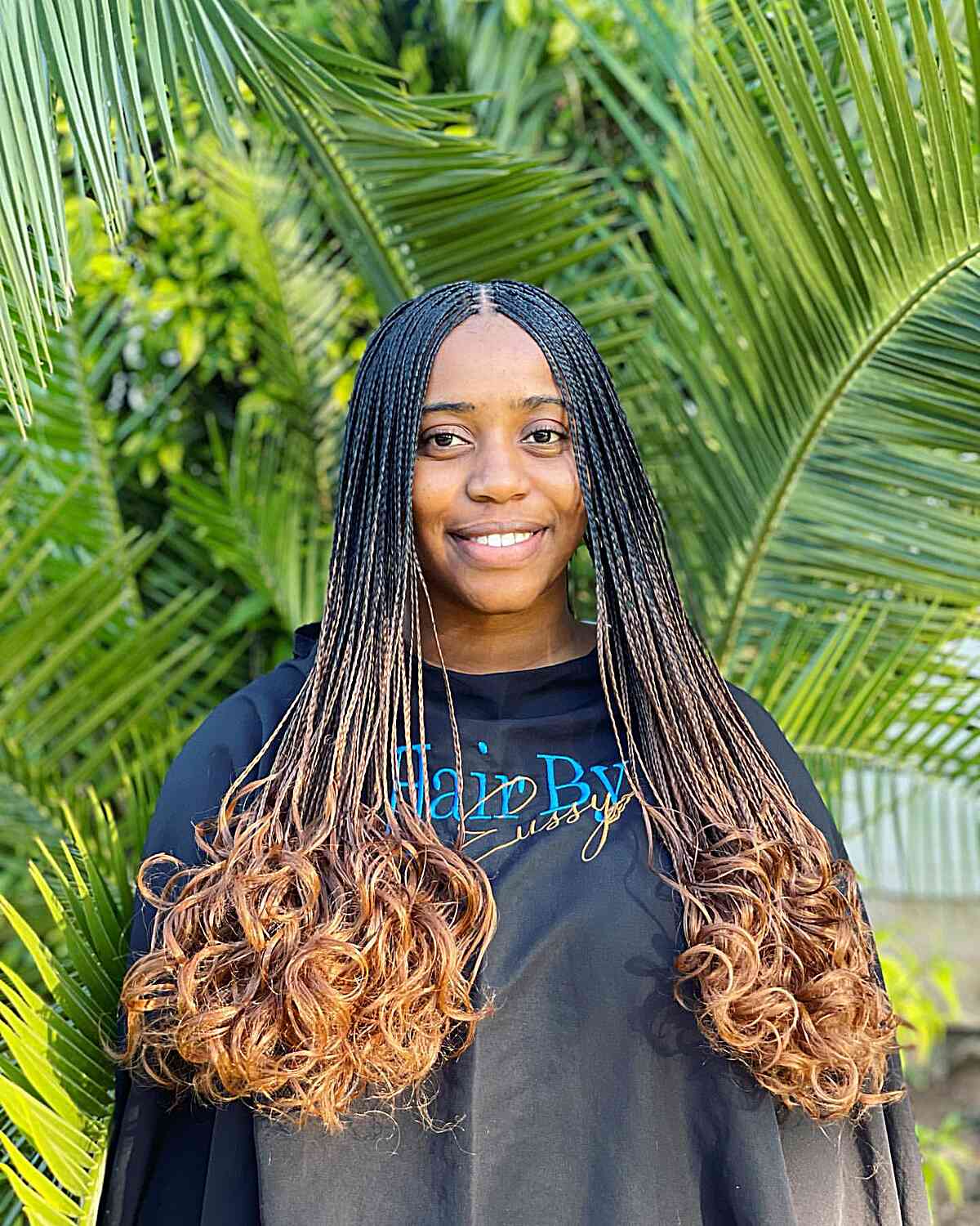 Long Mini Micro Braids with Brown Ombre