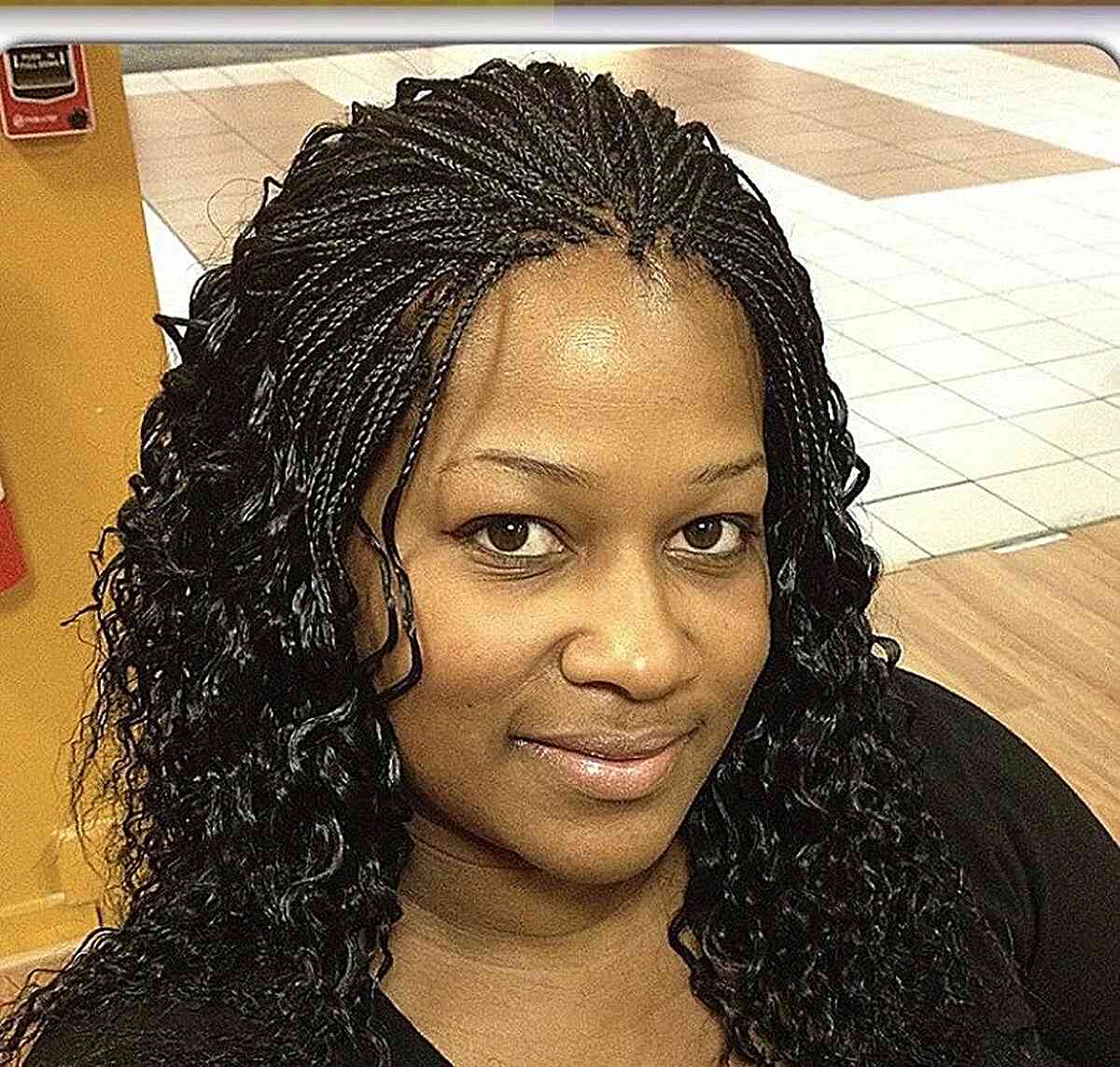 Half Micro Braids, Half Loose Curls for Mid-Length Hair