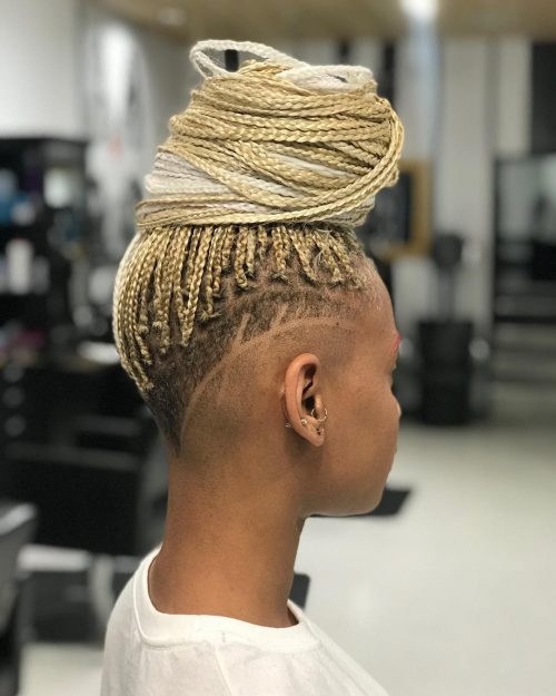 Powerful micro braids with shaved sides