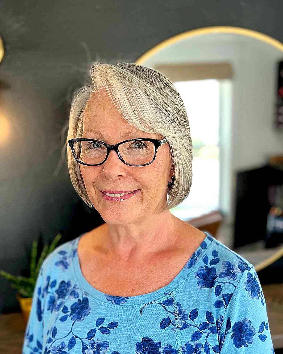 Short Adorable Precision Cut for Women Aged 60 with Glasses