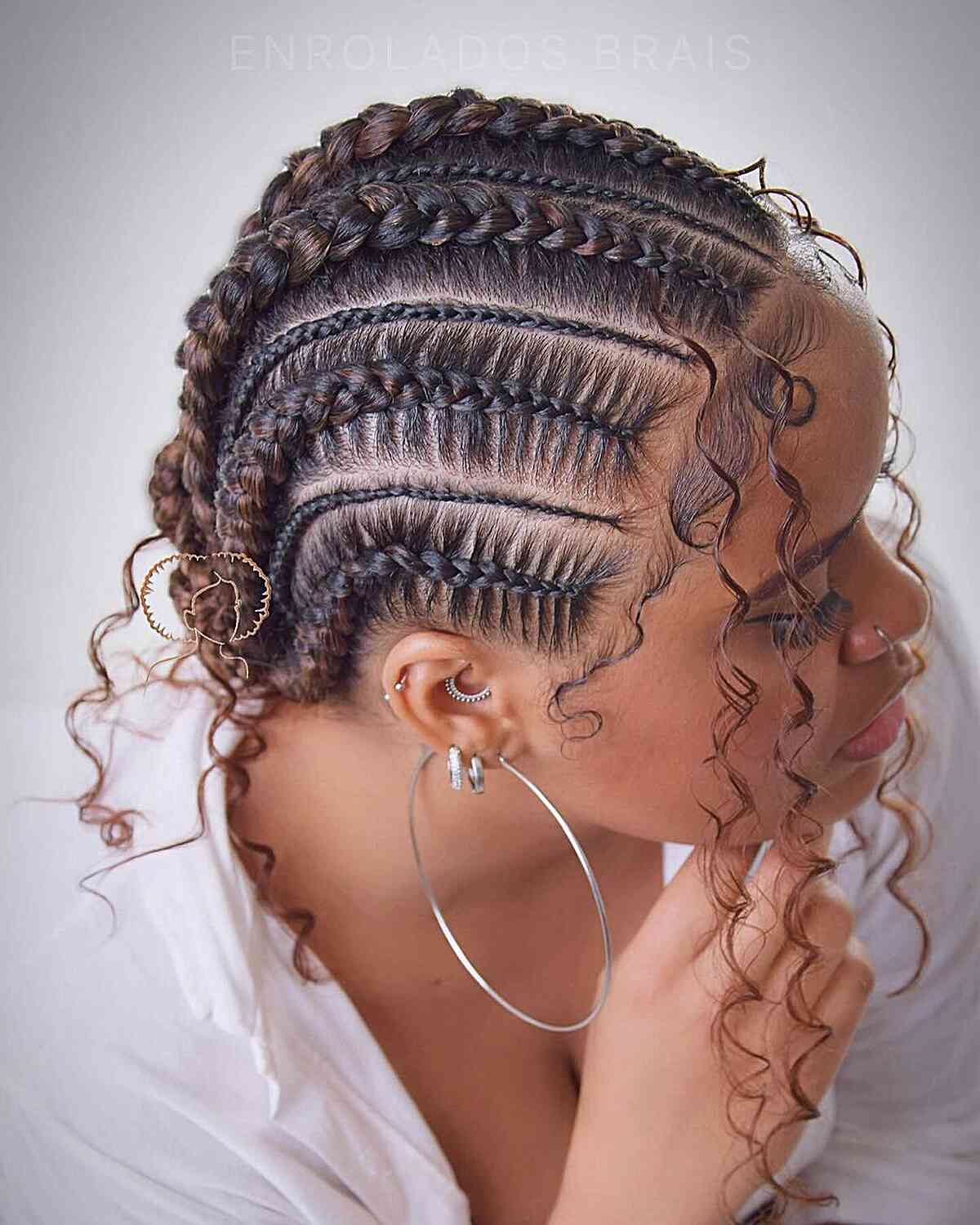 Ghana braids with organic curls for black women