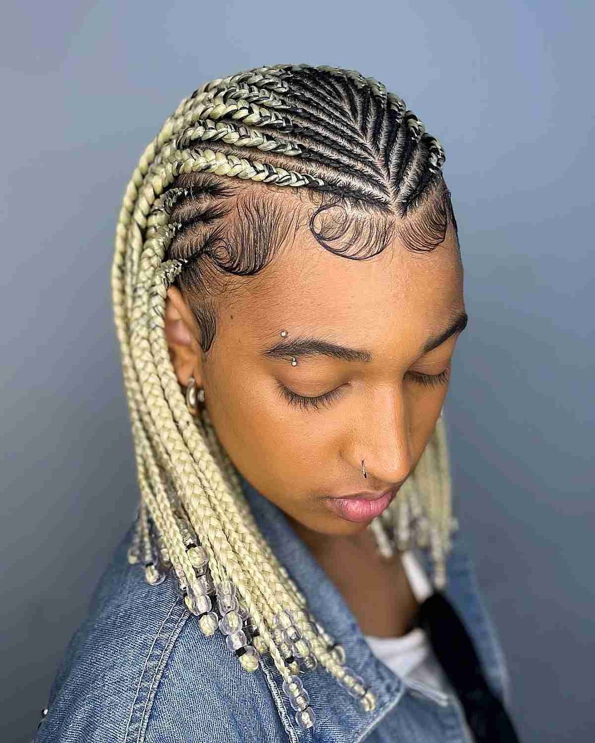 Ghana's blond hair with edges and beads