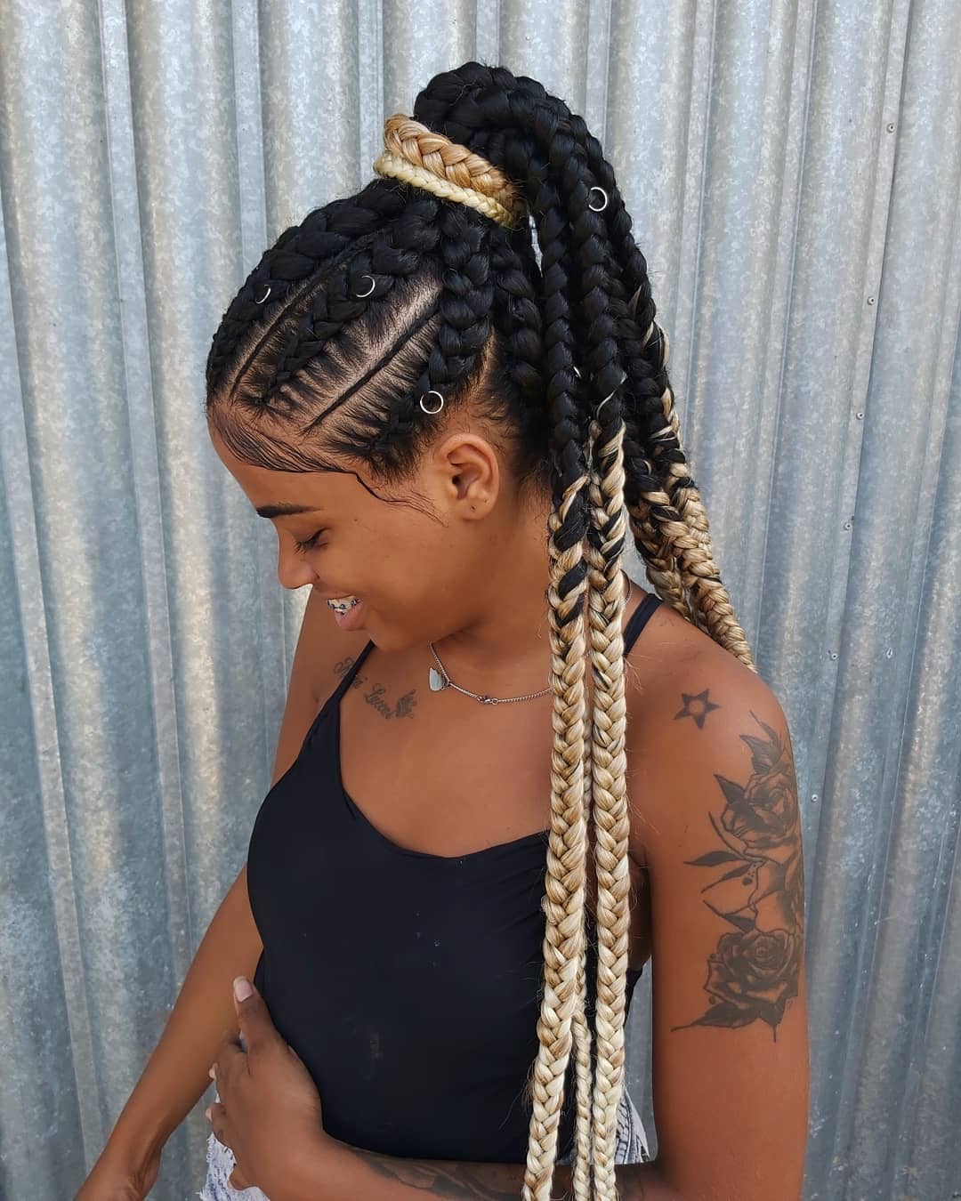 Half updo Ghana braids