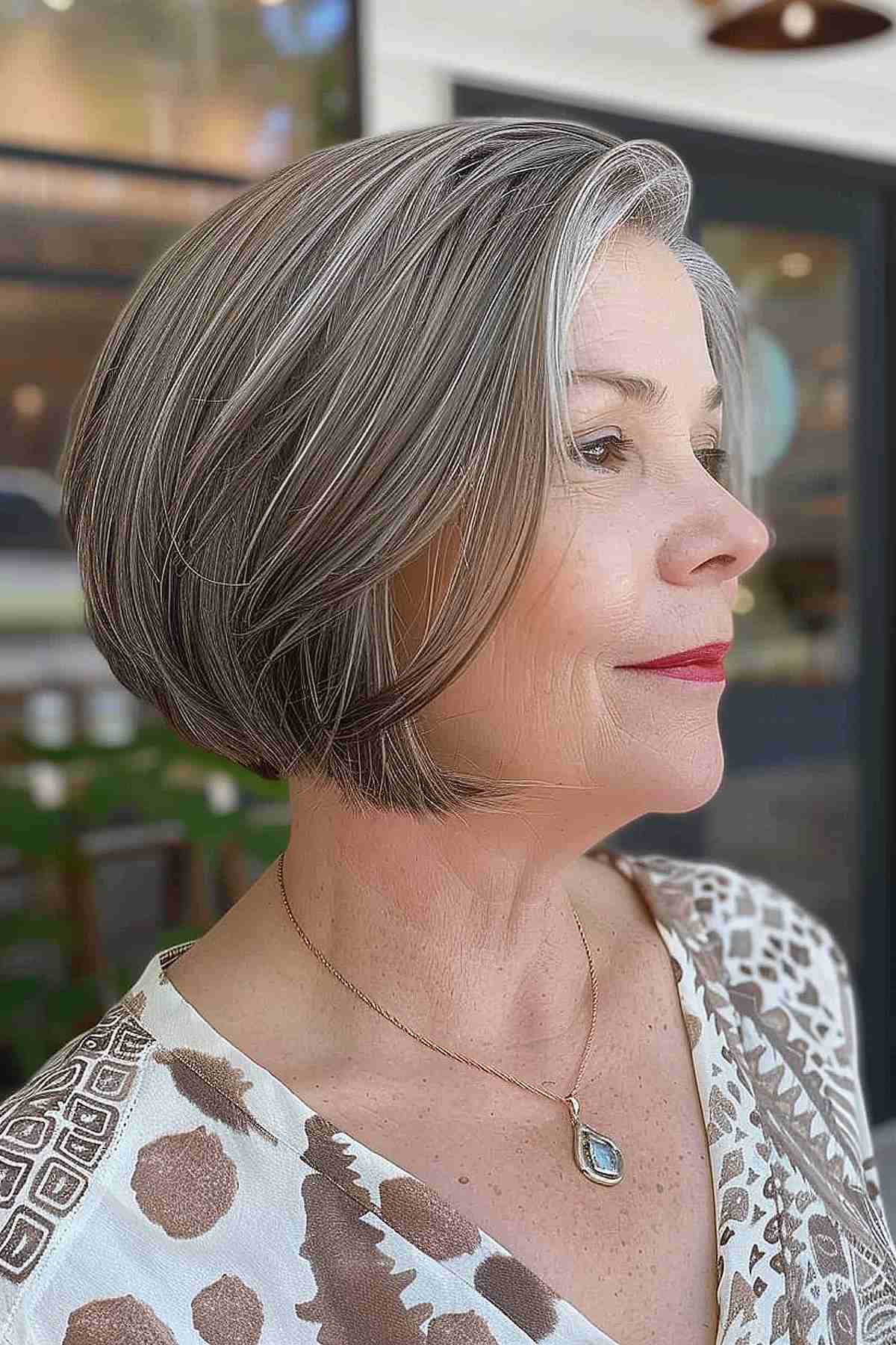 Salt-and-Pepper Bob Cut for Mature Women