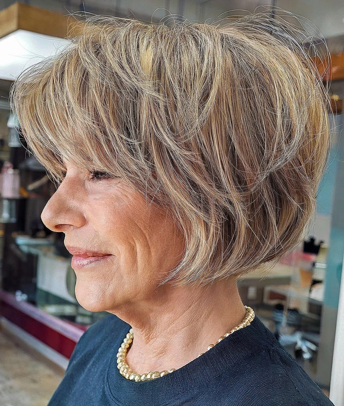 Razor Cut Textured Bob for Women 60 and Up