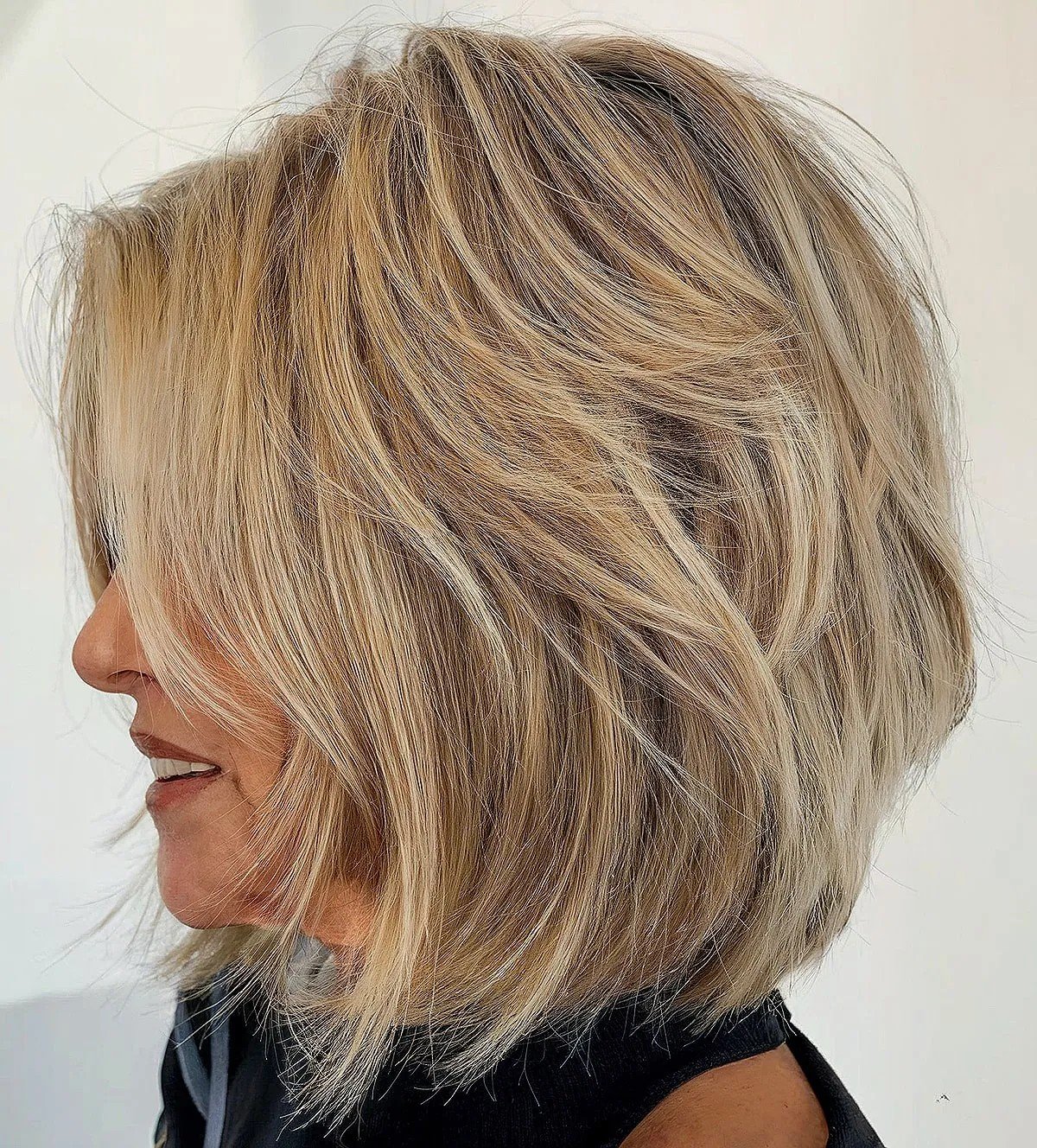 Long Bob with Long Layers for Women Over 60