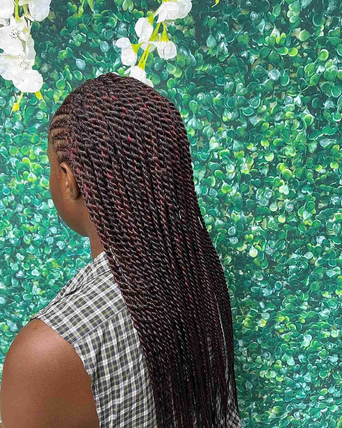 Fulani Cornrows and Twists with Pops of Red