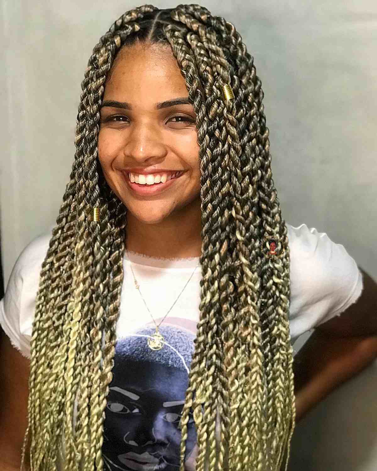 Blonde Color Melt on Long Boho Twist Braids