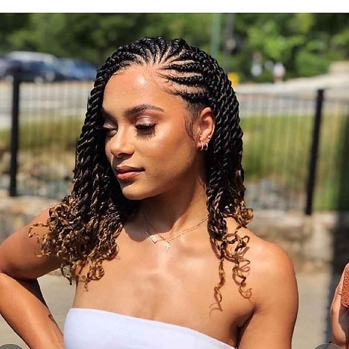 Modern Twist Braids and Cornrows Hairstyle