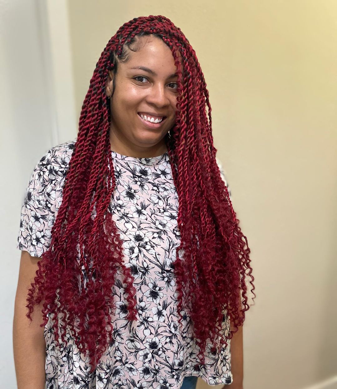Red Hair with Twist Braids and Curly Ends