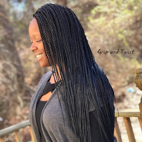 Sassy small black twist braids