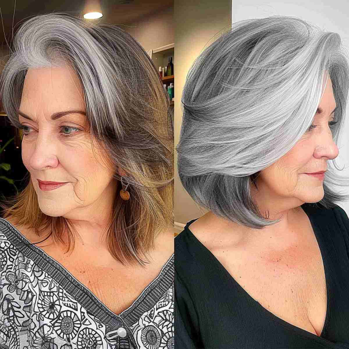 Voluminous Bob with Layers for Mature Women
