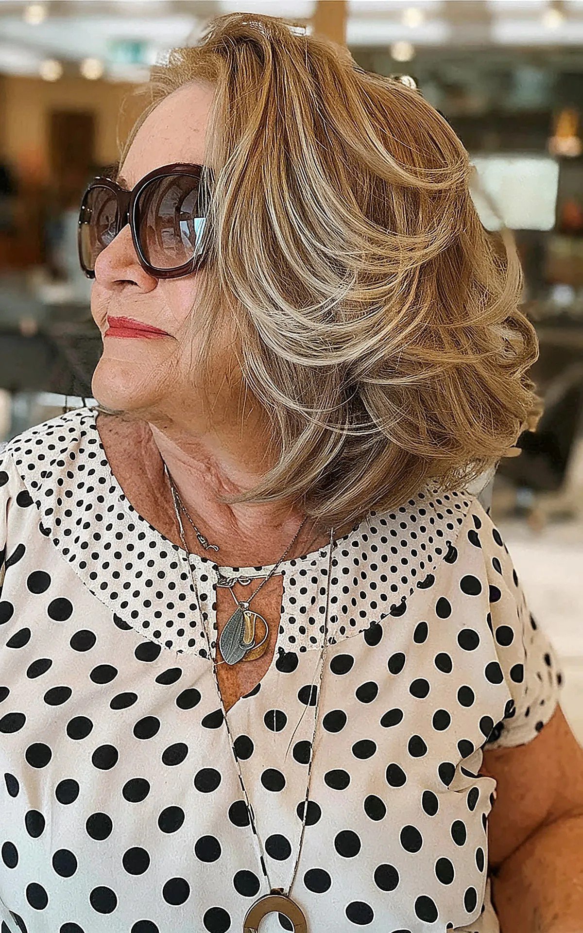 Layered Flowy Hawaiian Bob Hairstyle for 60-Year-Olds