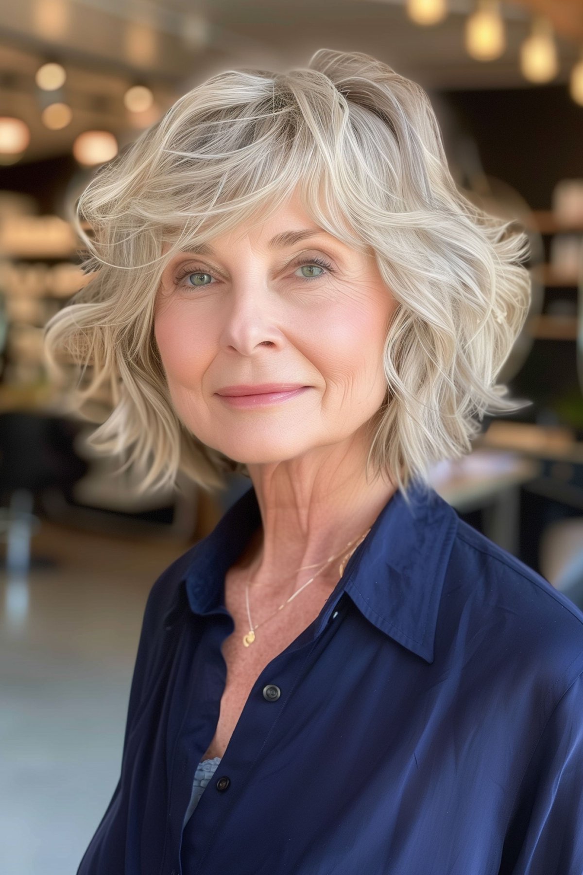 Choppy Bob with Side Bangs for a Lady in Her 60s