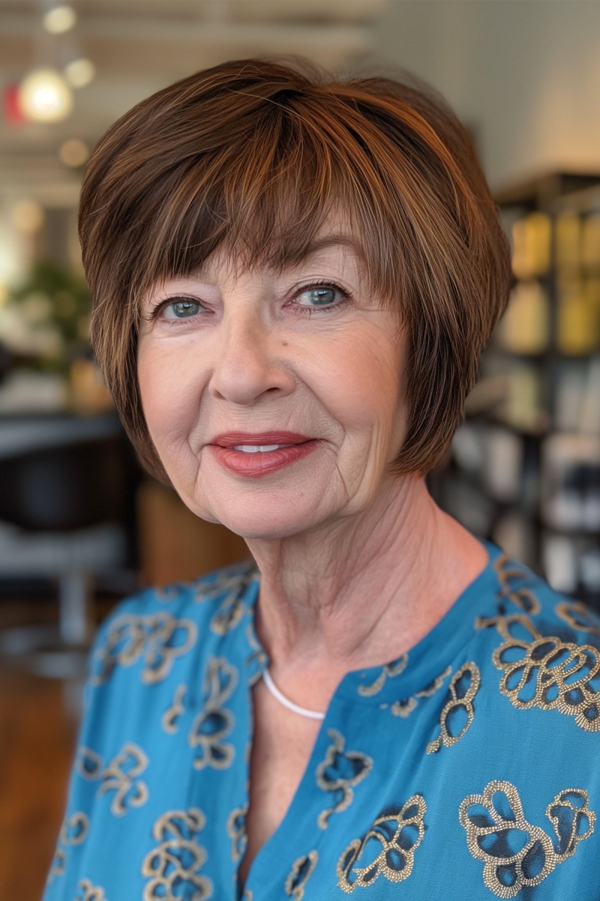 Bob with Layers and Bangs for 60-year-old Women