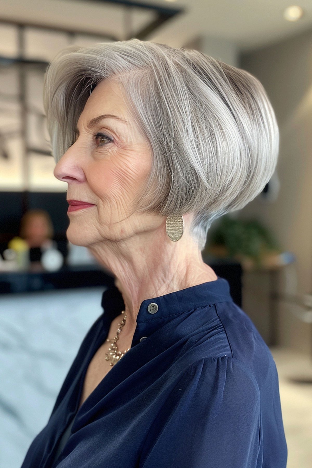 Wispy Bob with an Undercut for Women 60 and Over
