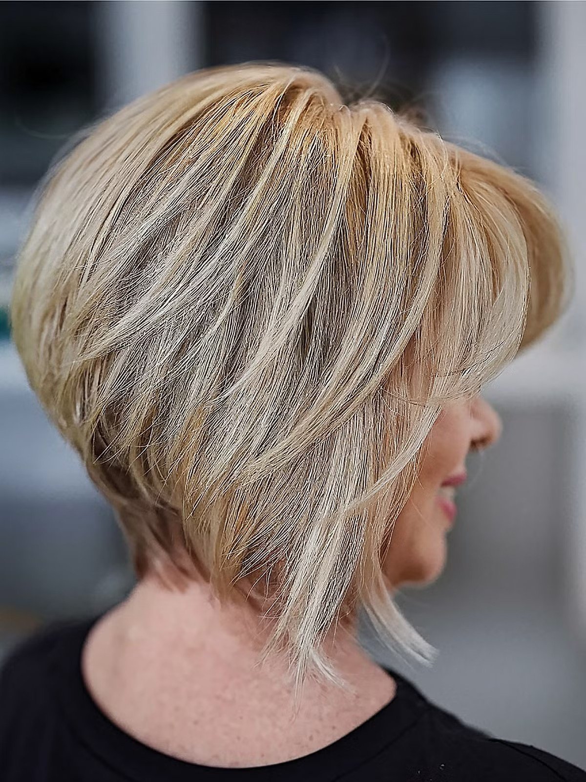 Layered Inverted Bob for Seniors Over 60