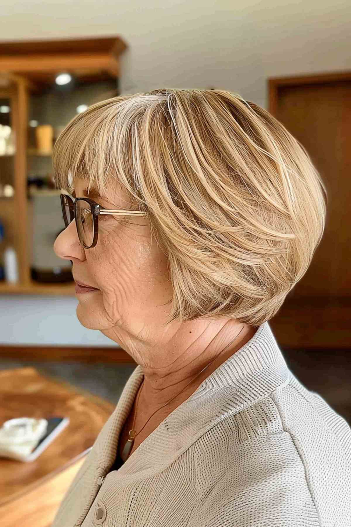 Layered Bob Hairstyle for sixty year old ladies