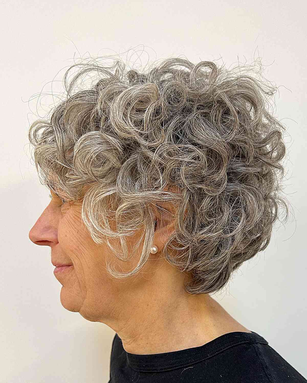 Silver Curls and Pearls for Women Aged 60 with Short Hair