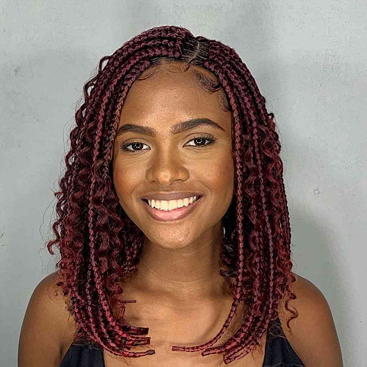 Burgundy Blacks boxes for black women with a side part