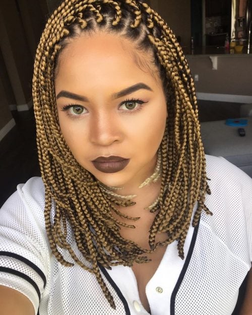 Medium blonde box braids