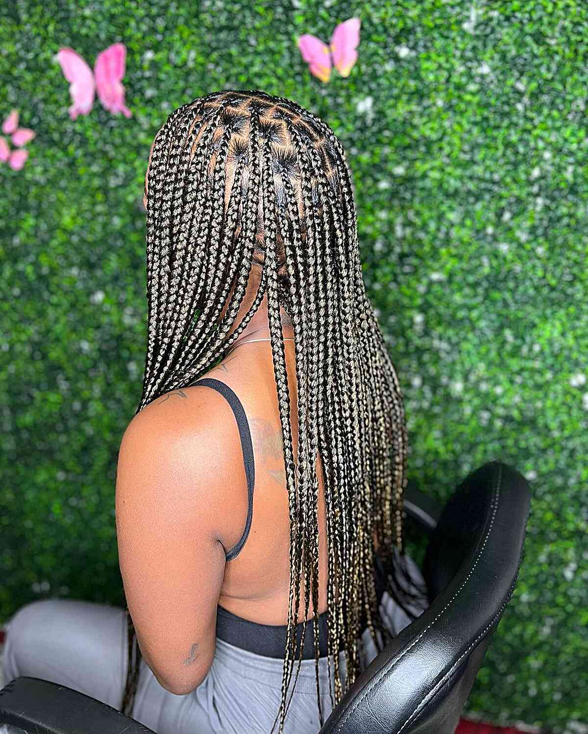 Waist-Length Small Box Braids without Knots