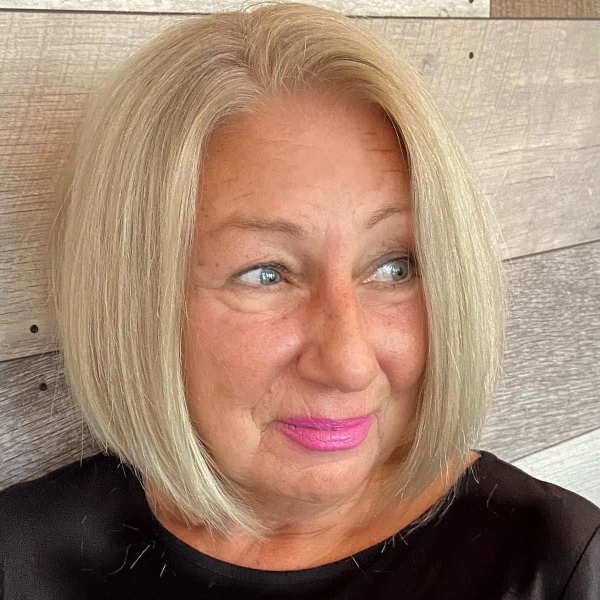Bob for women over 60 years with straight hair and round face