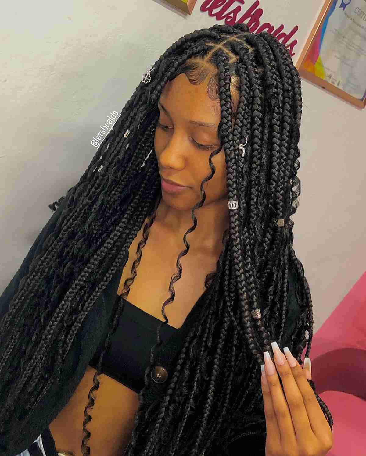 Hair Cuffs on Thick Braided Goddess Hair