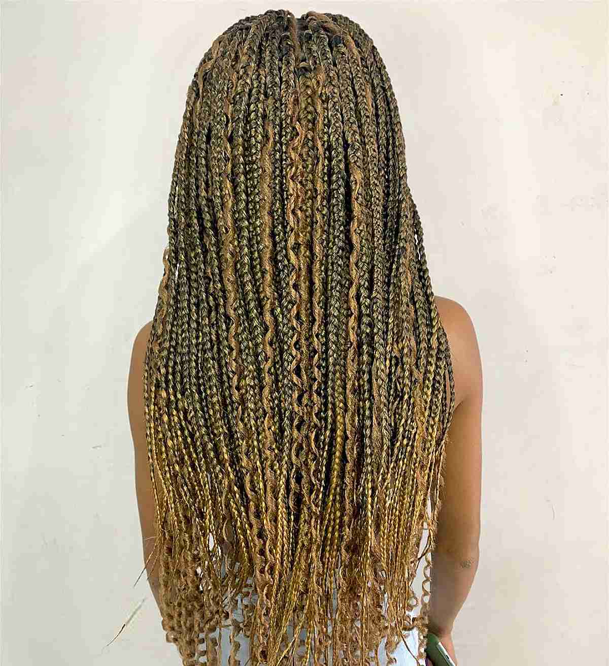 Long-Length Goddess Crochet Braids with Warm Blonde Tones