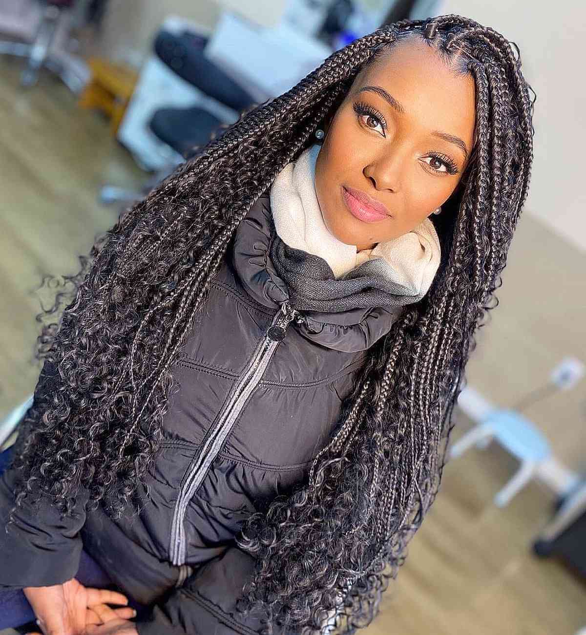Extra Long Goddess Braids Style for Black Ladies